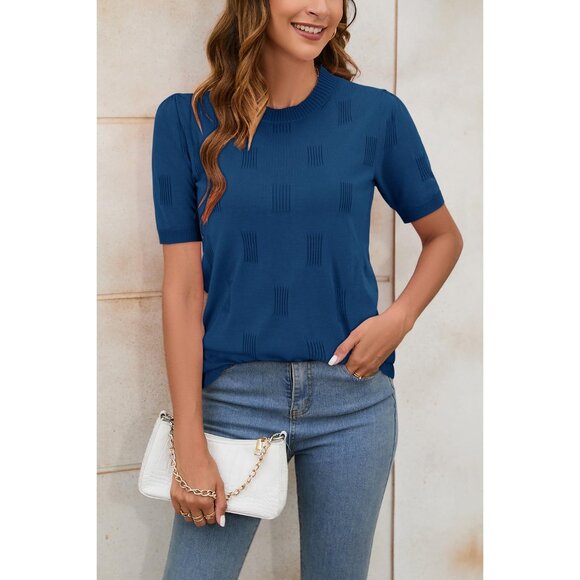 Women's Lightweight Short Sleeve Dressy Blouse Viscose Blend Casual Top - Picture 4 of 5